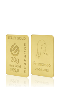 Lingotto Oro segno zodiacale Vergine 24 Kt da 20 gr. - Idea Regalo Segni Zodiacali - IGE: Italy Gold Exchange